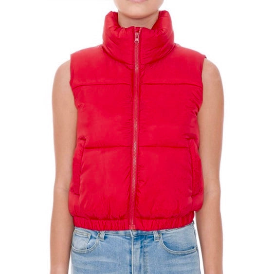 High Neck Faux Down Puffer Vest