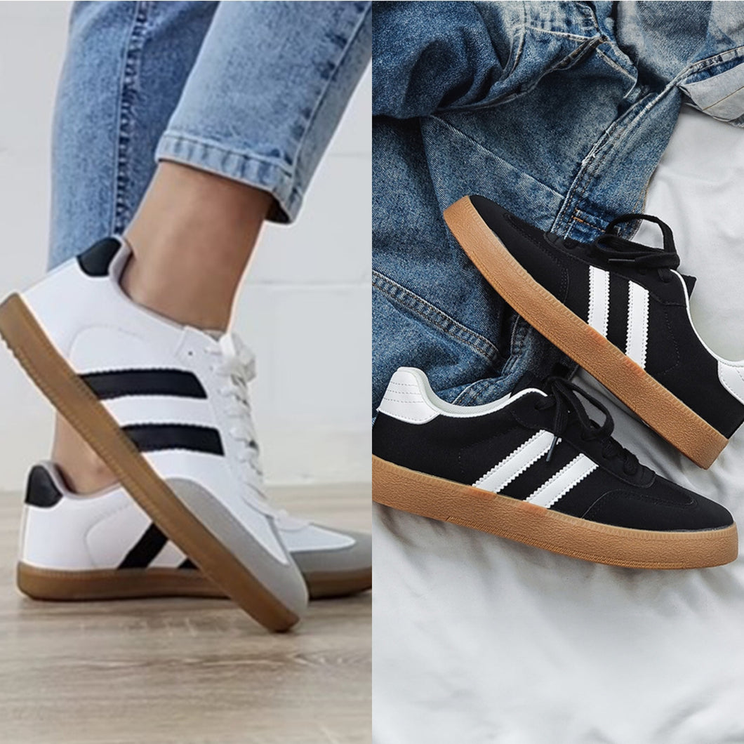 Striped Lace Up Sneakers (Two Colors)