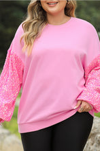 Load image into Gallery viewer, Plus Size Sequin Sleeve Drop Shoulder Top
