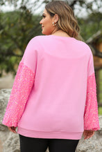 Load image into Gallery viewer, Plus Size Sequin Sleeve Drop Shoulder Top
