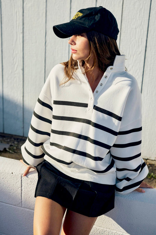 Addison Striped Fleece Pullover