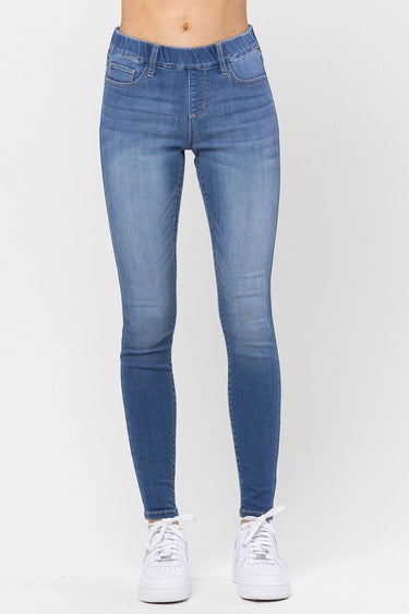 Pull On Mid Rise Skinny Jeans - Light Wash