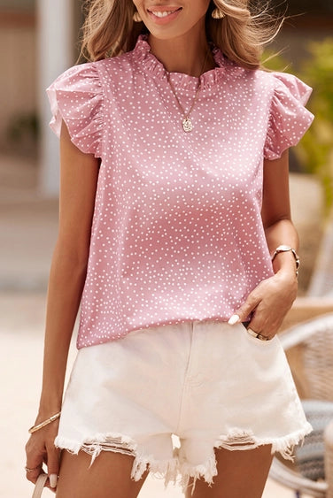 Melody Polka Dot Frilled Neck Top