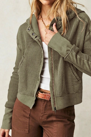Gia Olive Zip Up Hoodie
