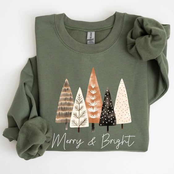 Merry And Bright Green Sweatshirt