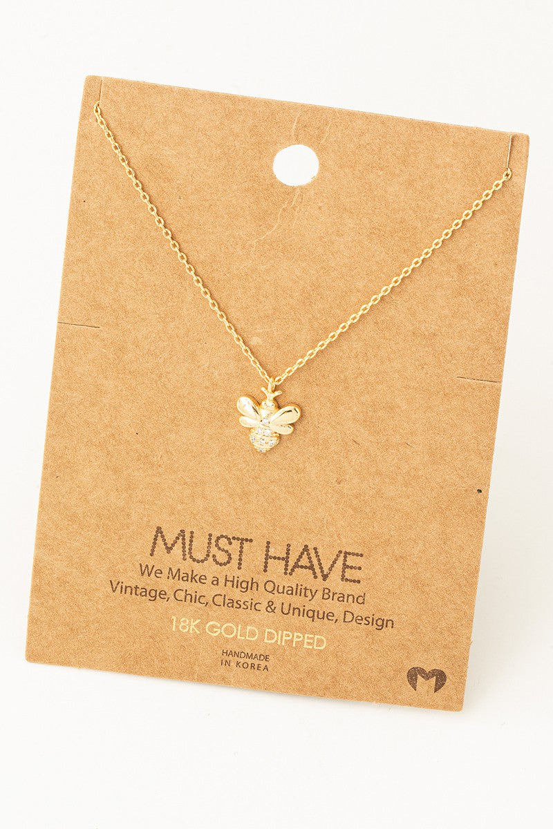 Dainty Bee Pendant Necklace 18K Gold Dipped