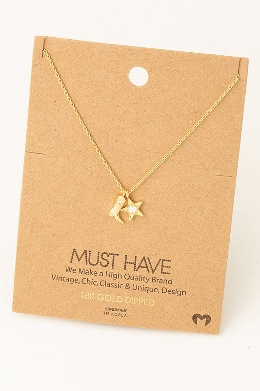 Cowboy Boots & Star Necklace 18K Gold Dipped