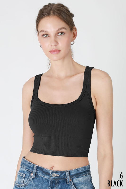 NIKIBIKI Chevron Ribbed Crop Tank
