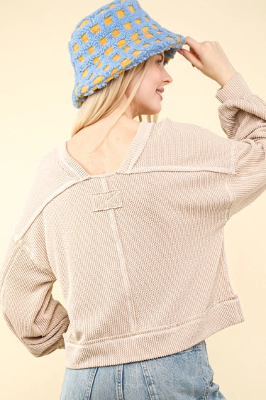Anya Oatmeal Ribbed Top