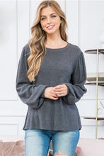 Load image into Gallery viewer, Melissa Ruched Sleeve Ribbed Top BEST SELLER!
