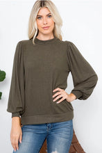 Load image into Gallery viewer, Brooke Soft Hacci Puff Sleeve Top In Olive
