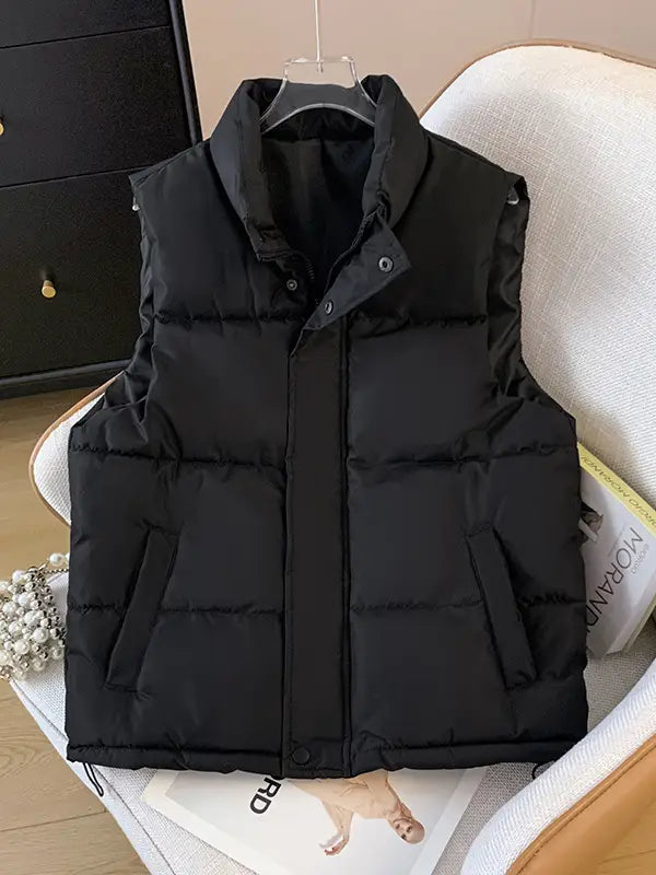 Mock Neck Black Puffer Vest