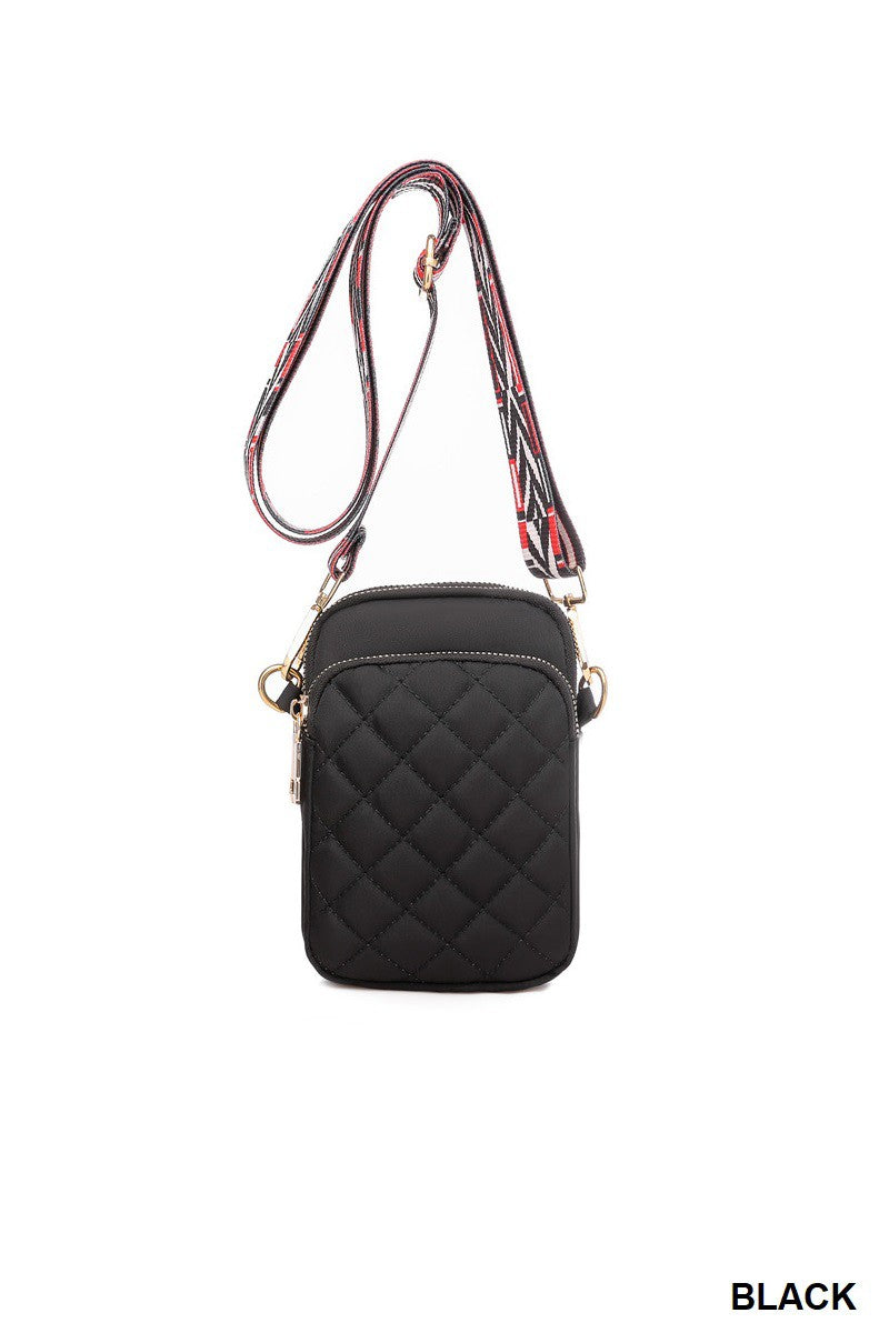 Guitar Strap Quilted Sling Bag - Black