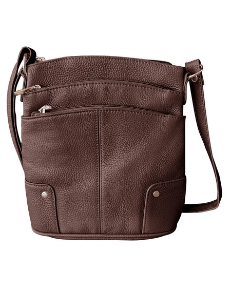 Genuine Cowhide Leather Crossbody - Brown