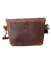 Load image into Gallery viewer, Genuine LeatherMagnetic Snap Crossbody Bag - Dark Brown
