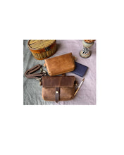 Load image into Gallery viewer, Genuine LeatherMagnetic Snap Crossbody Bag - Dark Brown
