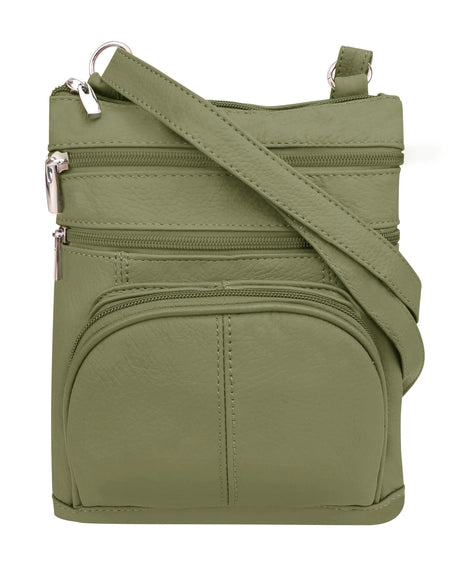 Cowhide Leather Crossbody - Olive