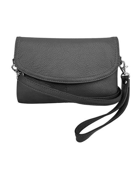 Genuine Leather Crossbody/Clutch Black