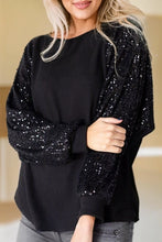 Load image into Gallery viewer, Naomi Black Sequin Sleeve Top
