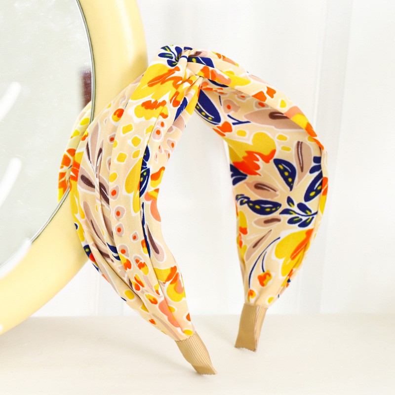 Yellow Cream Blue Braid Cross Headband