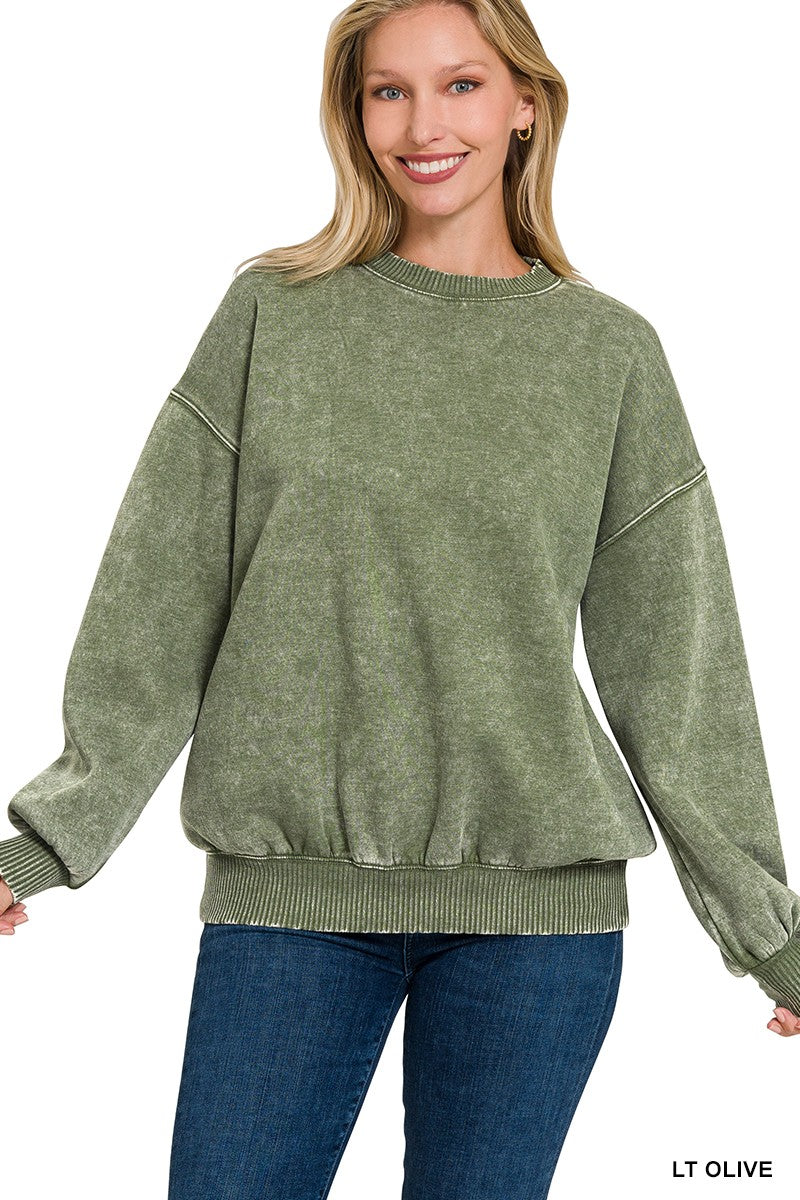 LOW STOCK Mandy Acid Washed Fleece Pullover