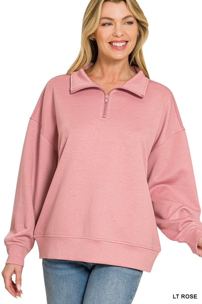 Jocelyn Dusty Rose Scuba Quarter Zip