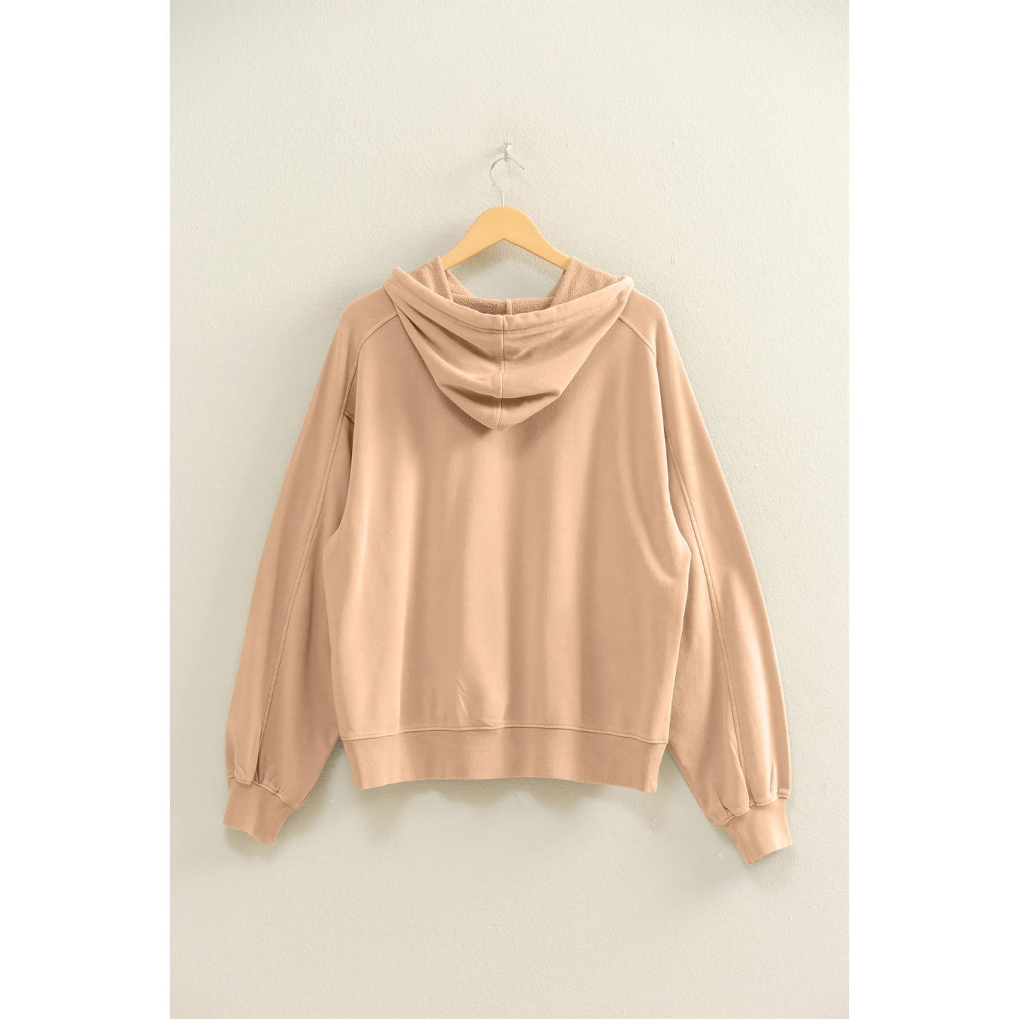 Miriam Mineral Washed Seam Detail Hoodie - Dark Taupe