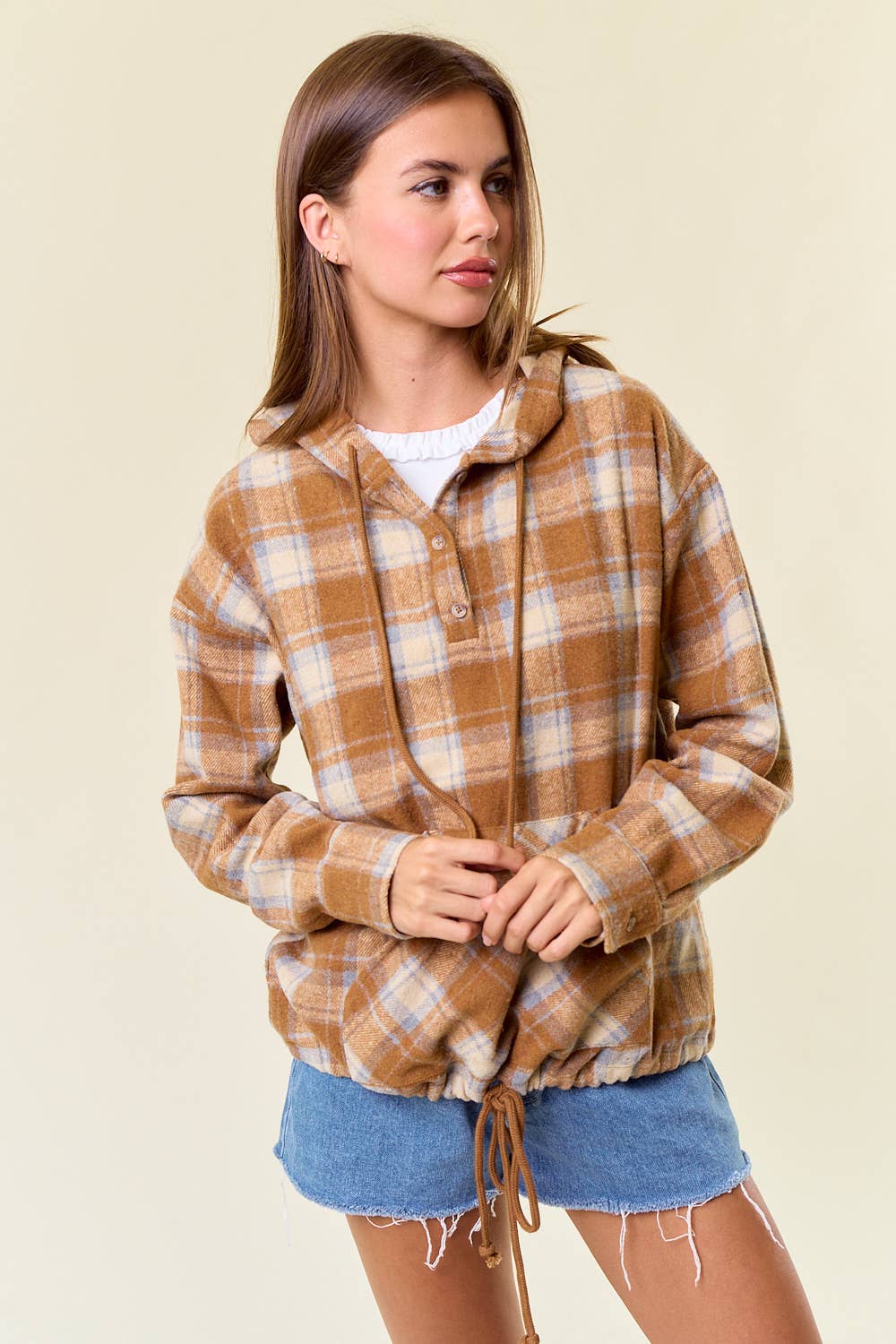 Quinn Flannel Plaid Pullover Hoodie With Kangaroo Pocket