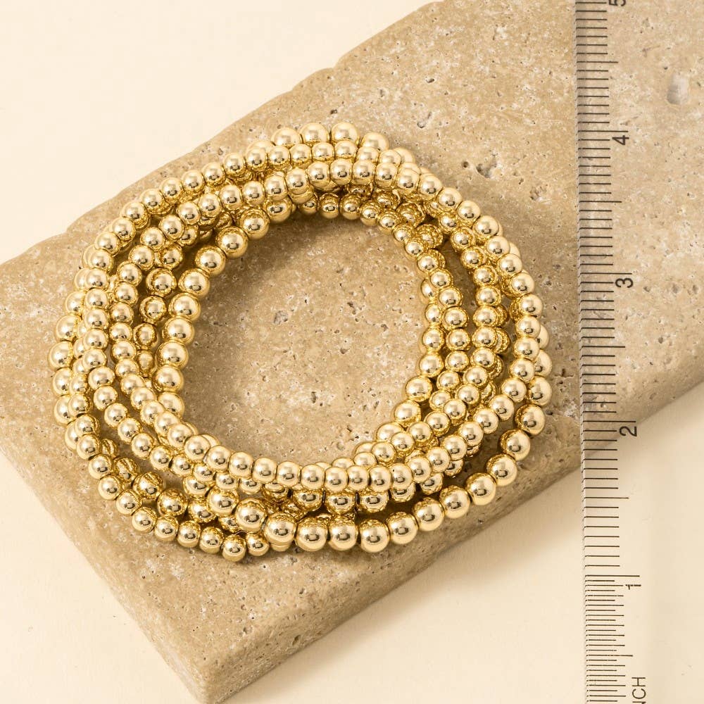 Gold Dipped Ball Bead Bracelet Set: G