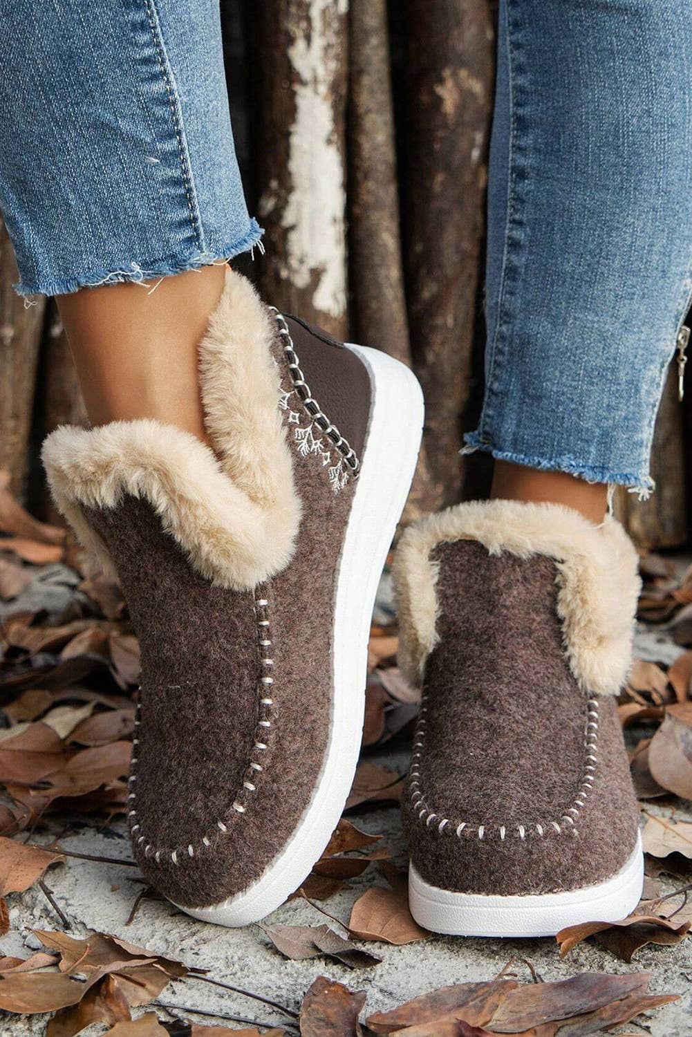 LDC Suede Stitching Patchwork Plush Lined Anklet Boots: Coffee / (US 8.5)40