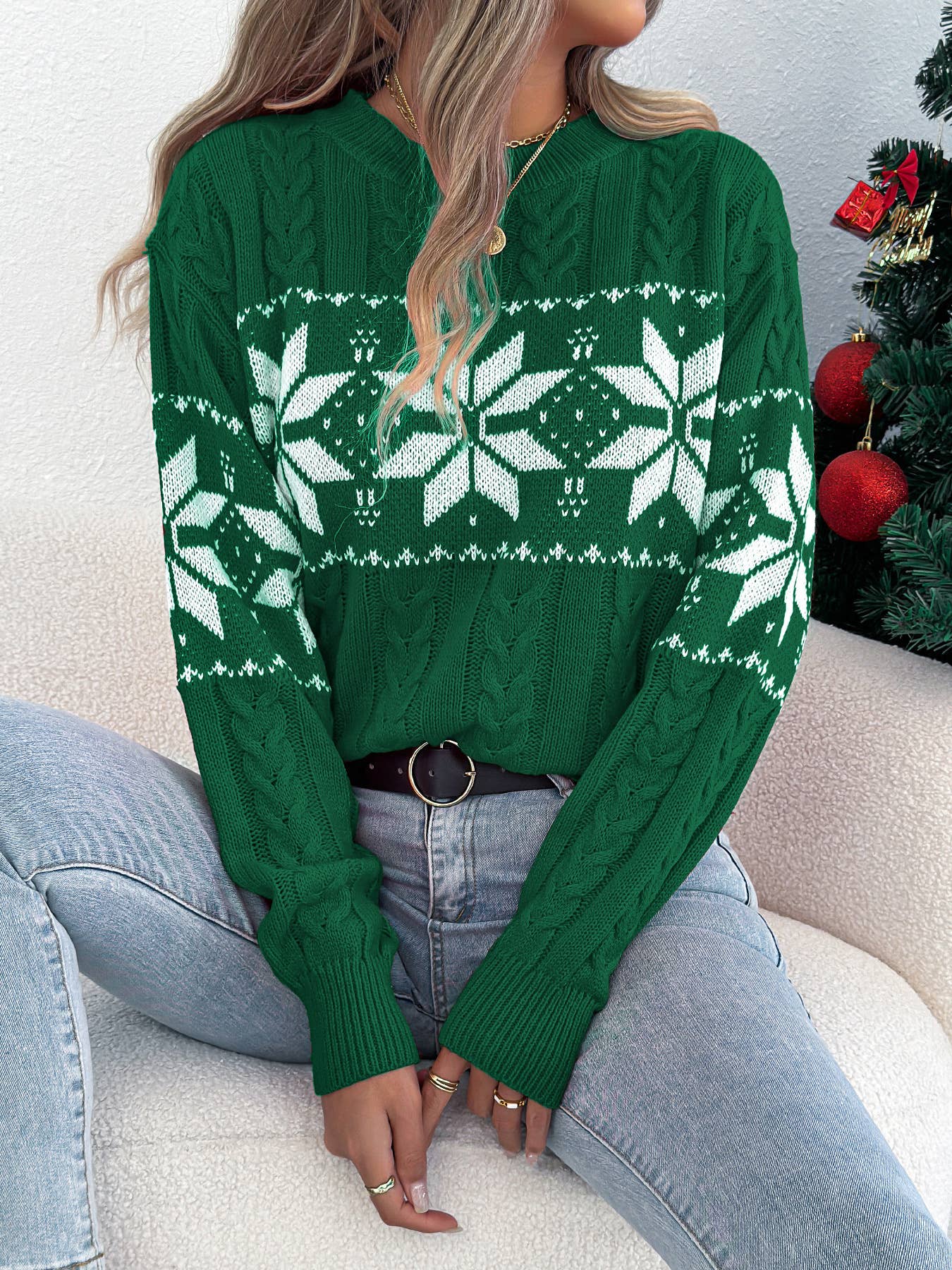 PREORDER: Christmas Snowflake Lantern Sleeve Sweater