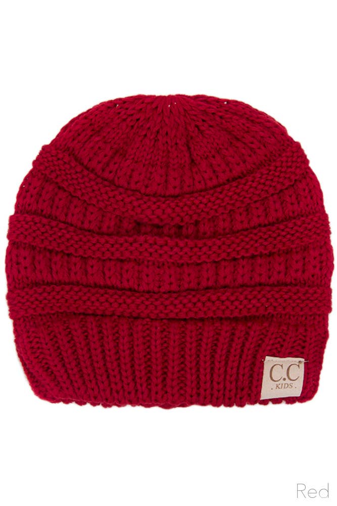 C.C Kids Solid Classic Knit Beanie: Dark Melange Gray