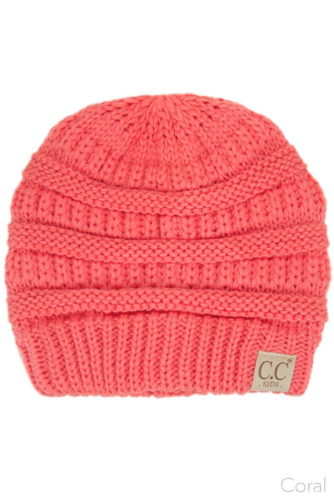 C.C Kids Solid Classic Knit Beanie: Beige