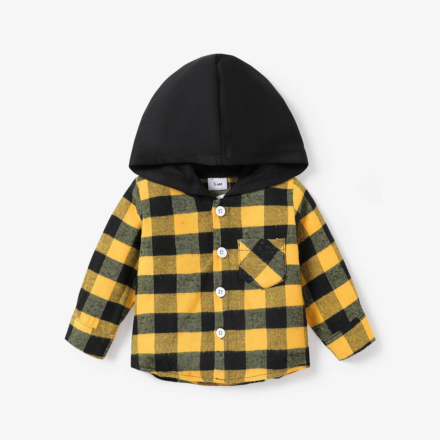 Baby Boy Classic Grid Hooded Top: Yellow / 6-9 Months
