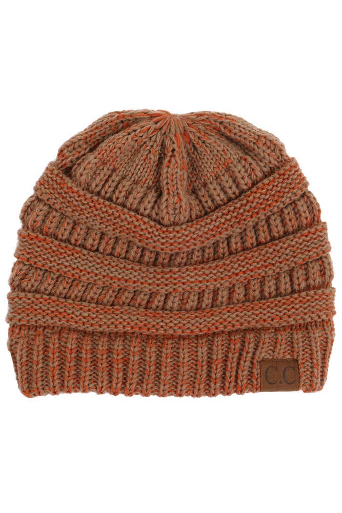 C.C Two Tone Color Knit Beanie: 005