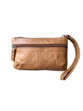 Load image into Gallery viewer, Genuine Leather Cosmetic Bag/Clutch Purse: Light Brown
