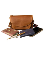 Load image into Gallery viewer, Genuine Leather Crossbody: Light Brown
