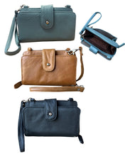 Load image into Gallery viewer, Genuine Leather Phone Pouch With Shoulder Strap: Light Brown
