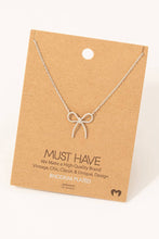 Load image into Gallery viewer, Gold Dipped Textured Ribbon Bow Pendant Chain Necklace: G
