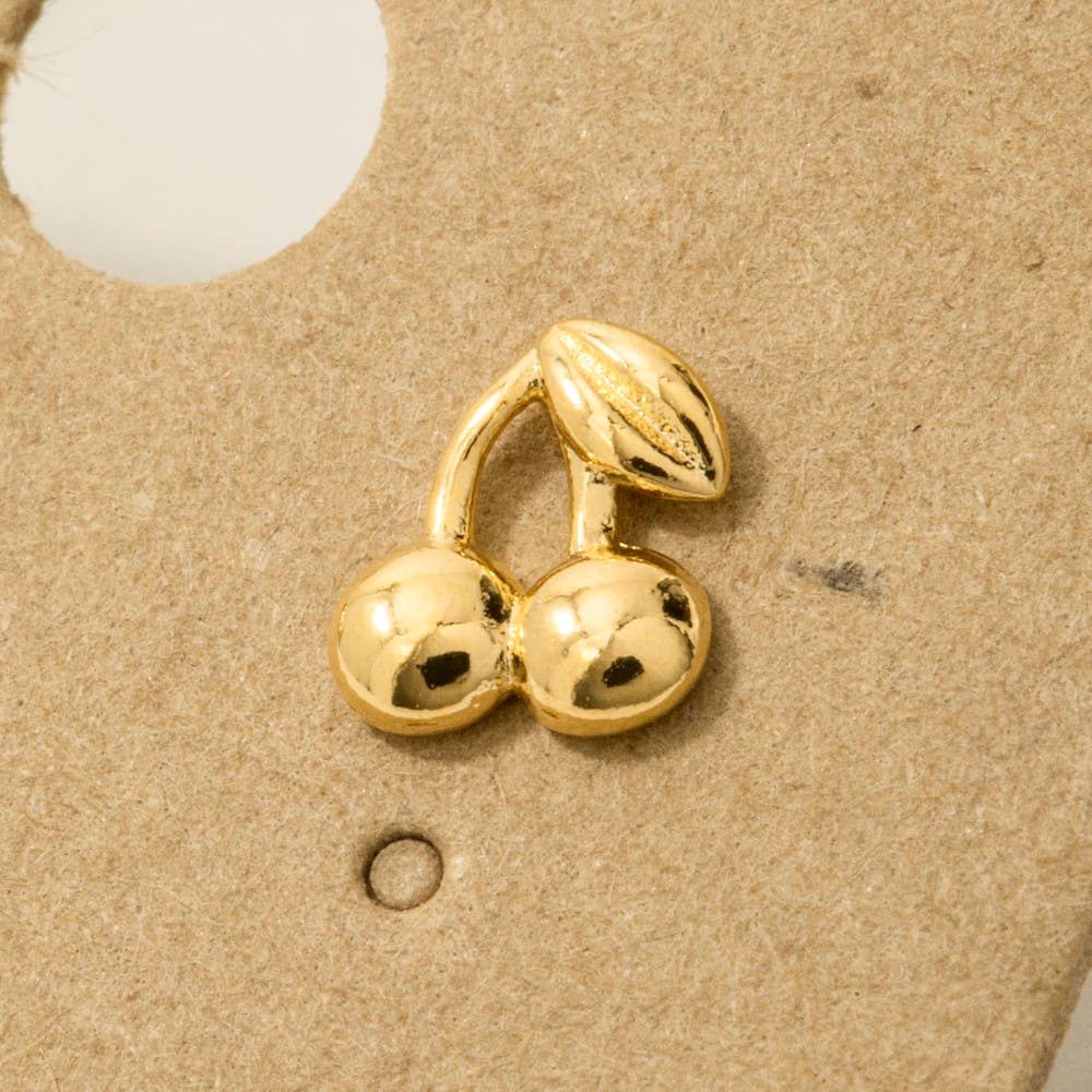 18K Gold Dipped Mini Cherry Stud Earrings