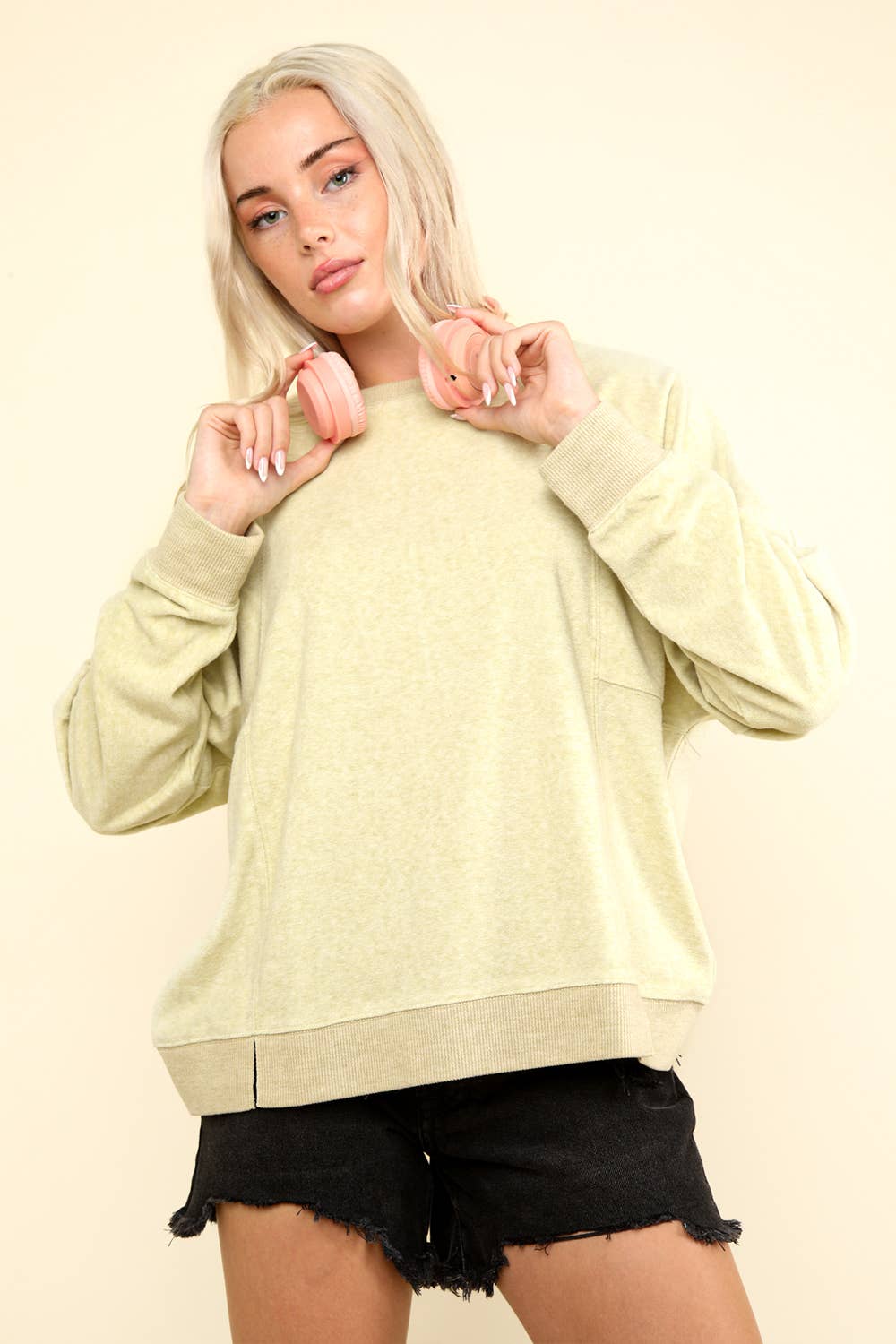 Ansley Apple Green Contrast Knit Top