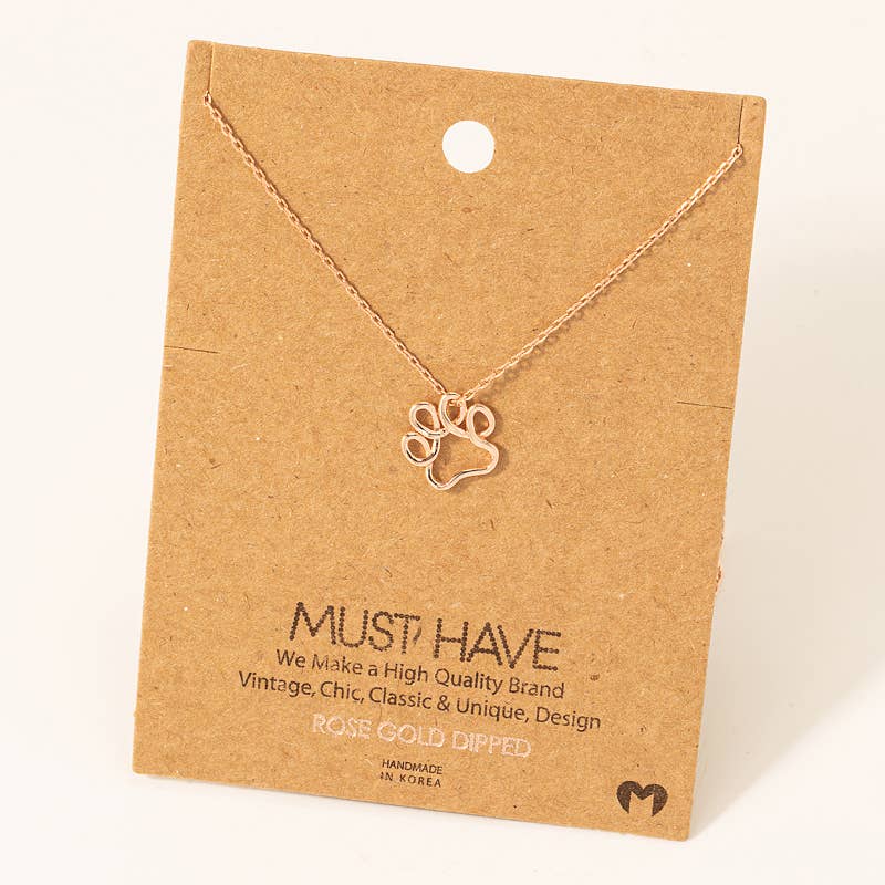 Gold Dipped Wire Paw Pendant Necklace: G
