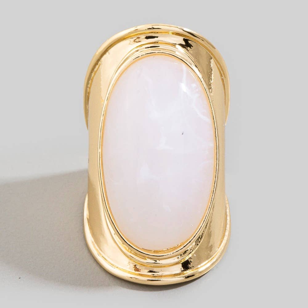 Vintage Oval Resin Style Open Band Ring: GDBRW