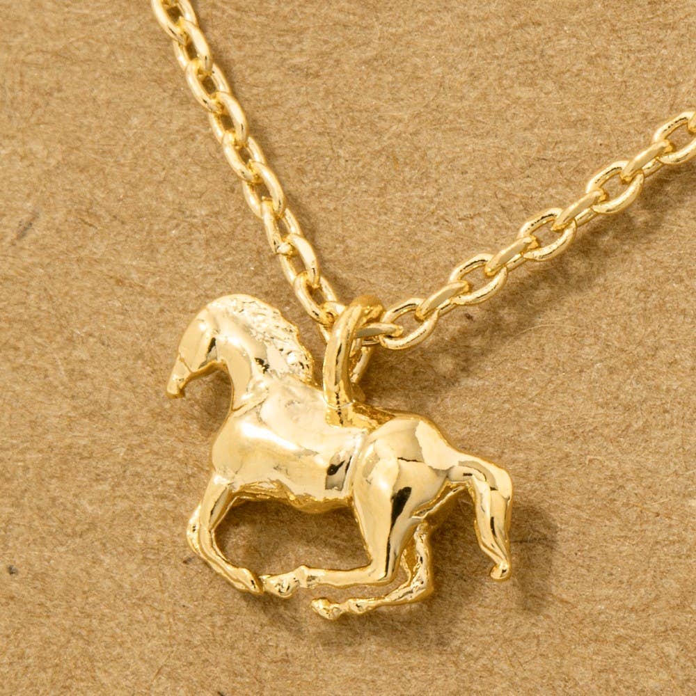 Gold Dipped Mini Horse Pendant Necklace: G