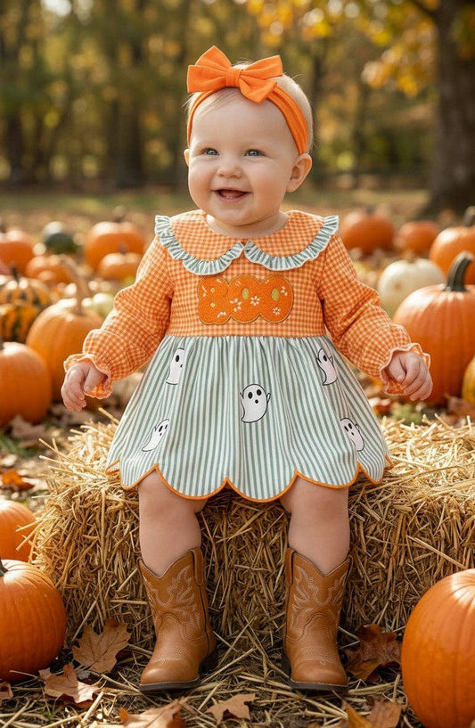 Orange Gingham Dress W/Bloomers