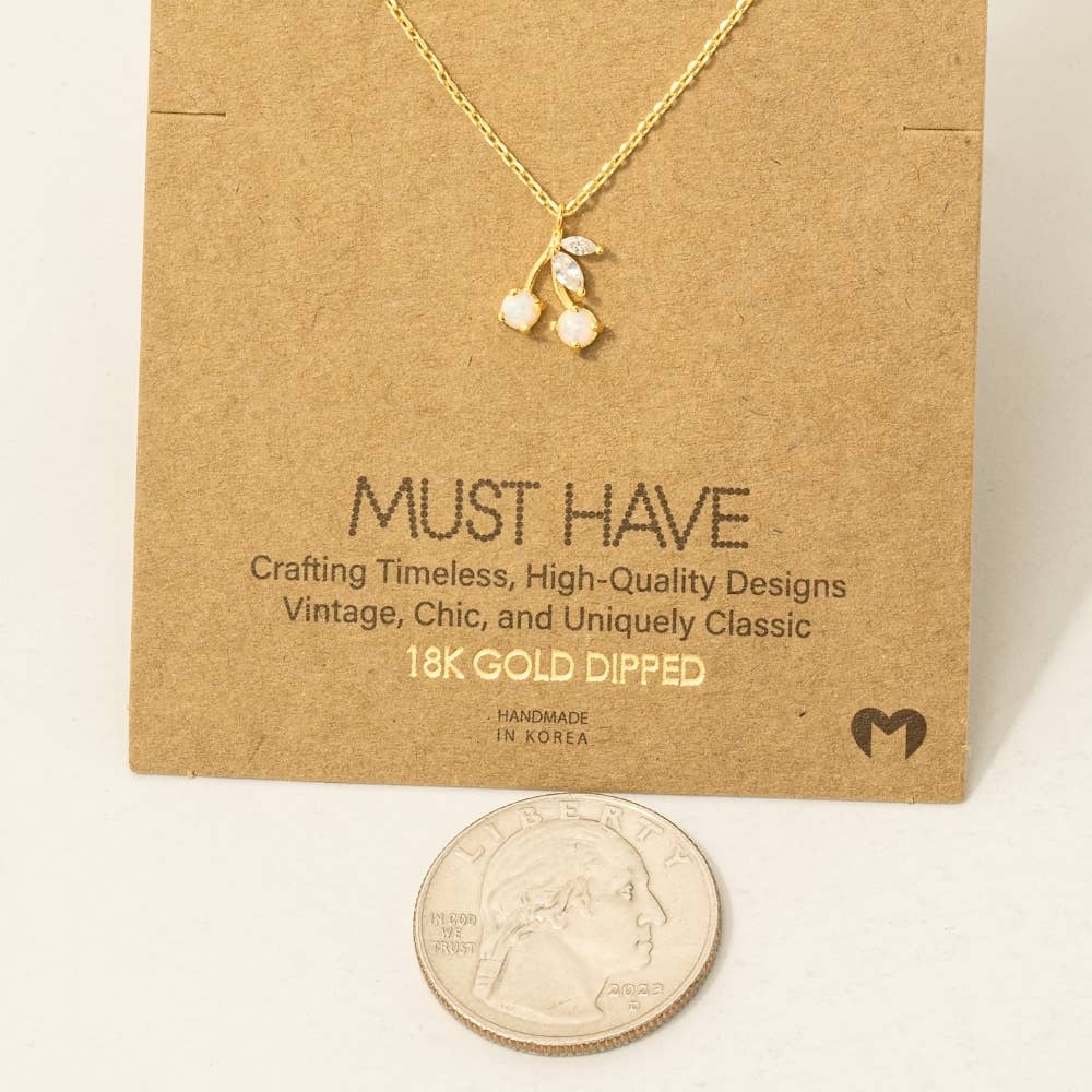 Gold Dipped Opal And Cz Cherry Pendant Necklace: G