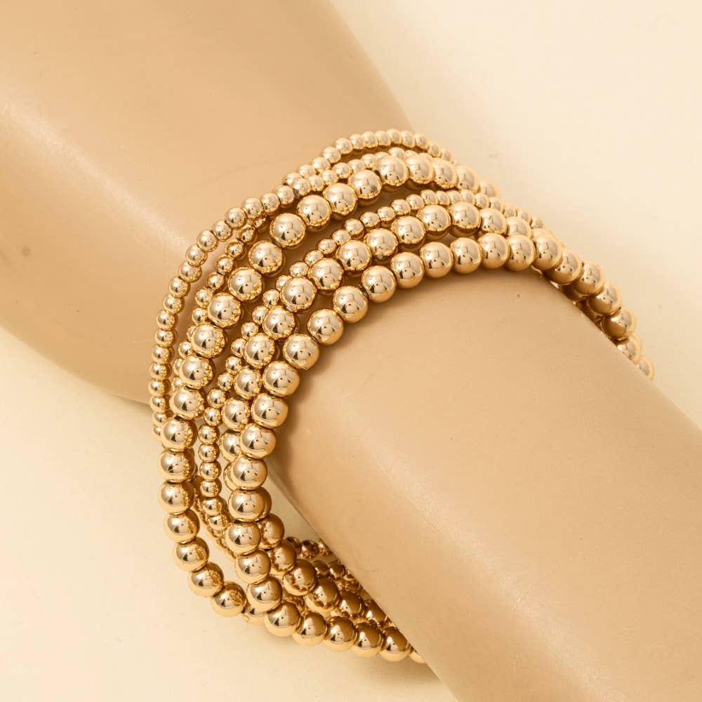 Mixed Mini Metallic Beaded Bracelet 7 Set: G