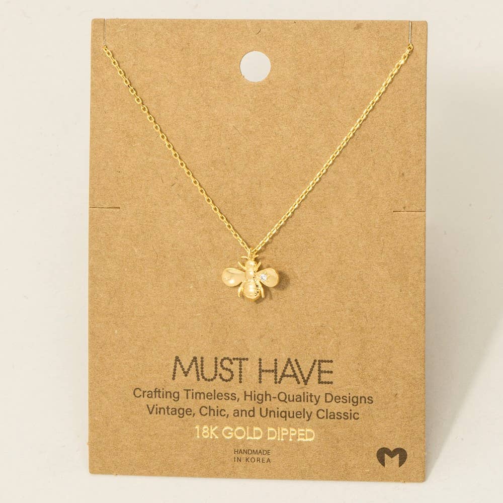 Gold Dipped Bee Pendant Necklace: G