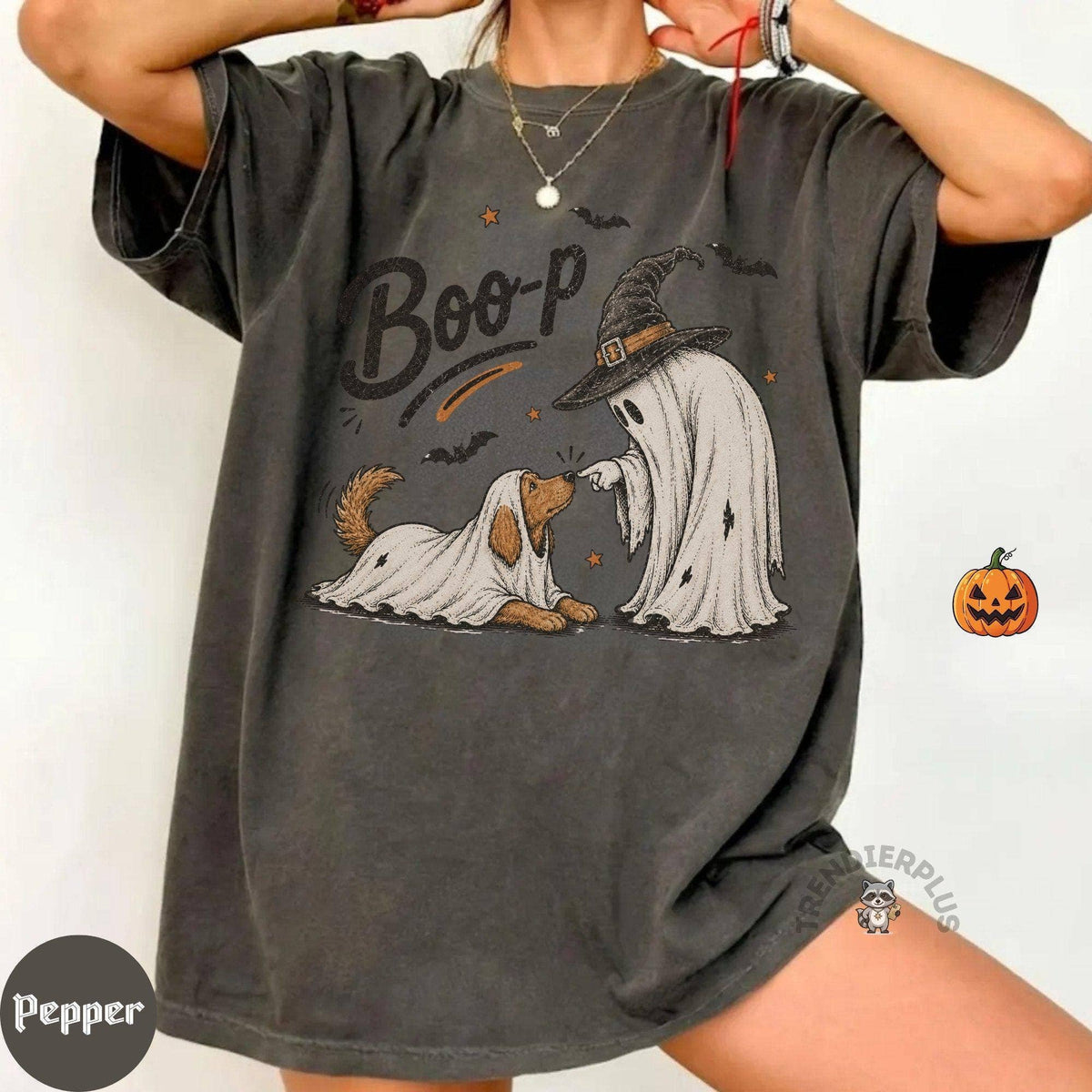 Comfort Colors Boo-p Ghost Dog Tee, Spooky Season Pet Owner: Yam / 2XL