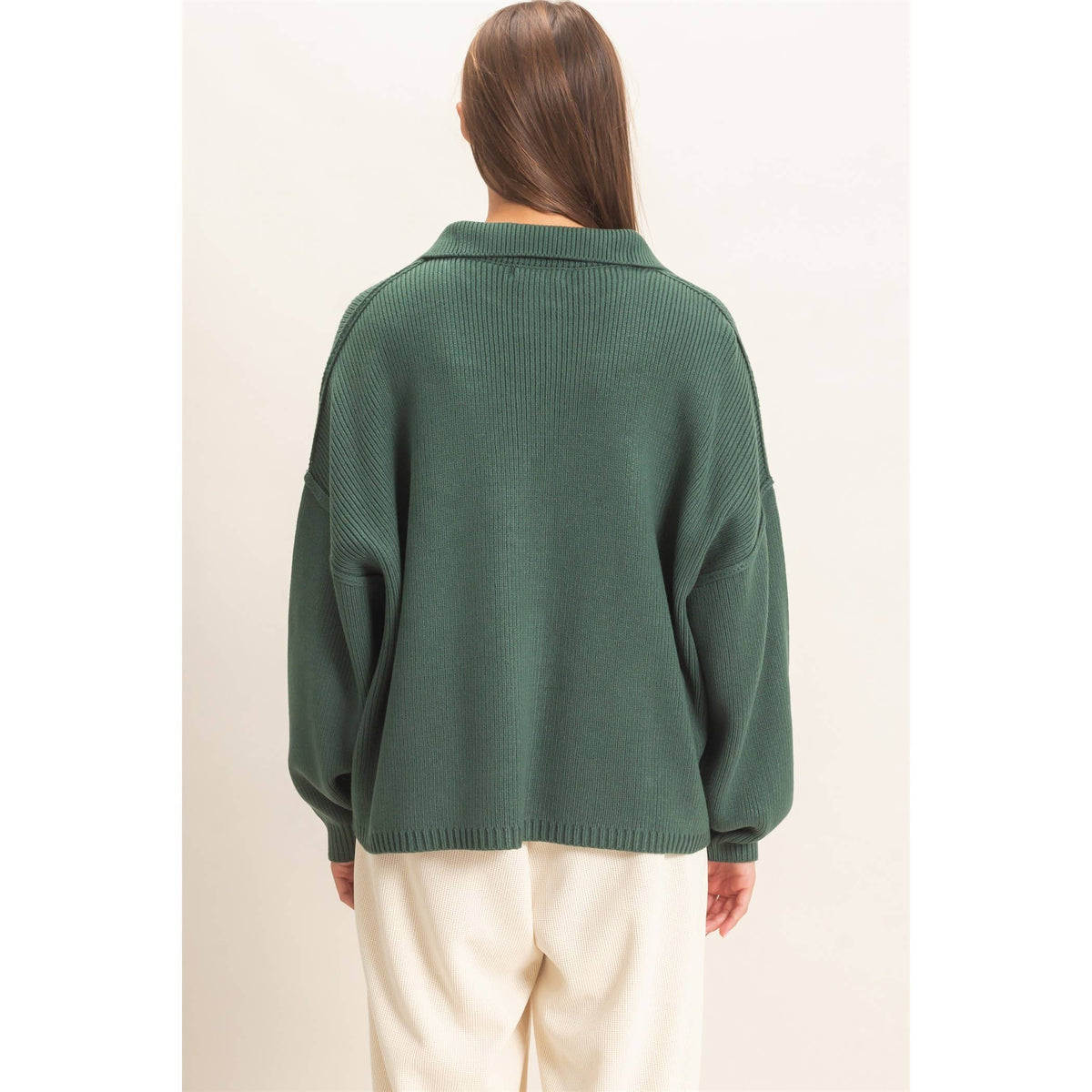 Hallie High Neck Oversized Cardigan - Dark Green